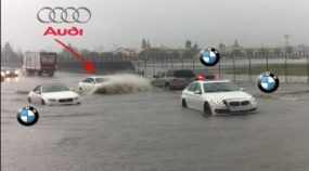 Enquanto três BMW encalharam no alagamento, esse Audi A6 humilhou todo mundo