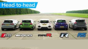 Briga do século dos Hatches na Arrancada: RS3, A45 AMG, Civic Type R, Golf R e Focus RS na disputa